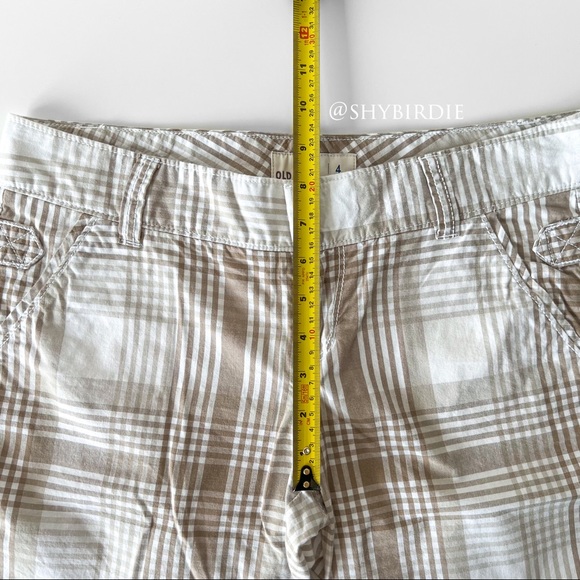 NEW Plaid 100% Cotton Bermuda Shorts in Beige and White - Picture 9 of 10